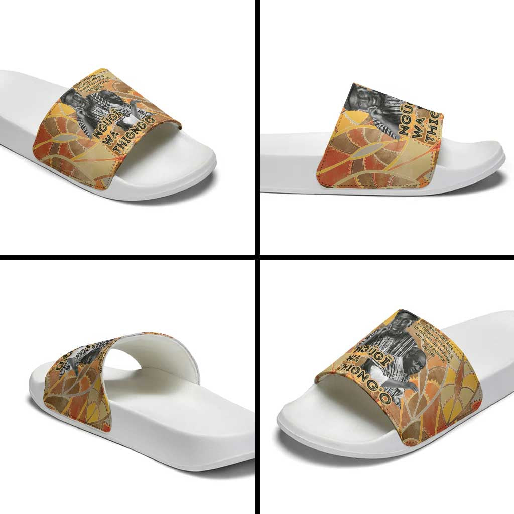 Ngugi wa Thiong O Slide Sandals African Literary Icon Portrait Cultural Revival - African Pride