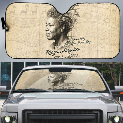 Maya Angelou Auto Sun Shade I Know Why The Caged Bird Sings - African Pride
