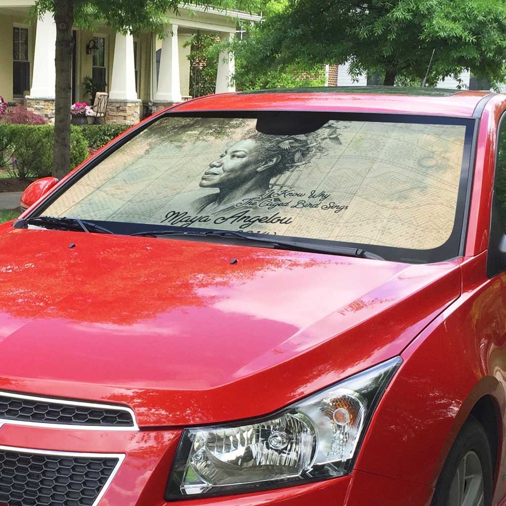 Maya Angelou Auto Sun Shade I Know Why The Caged Bird Sings - African Pride