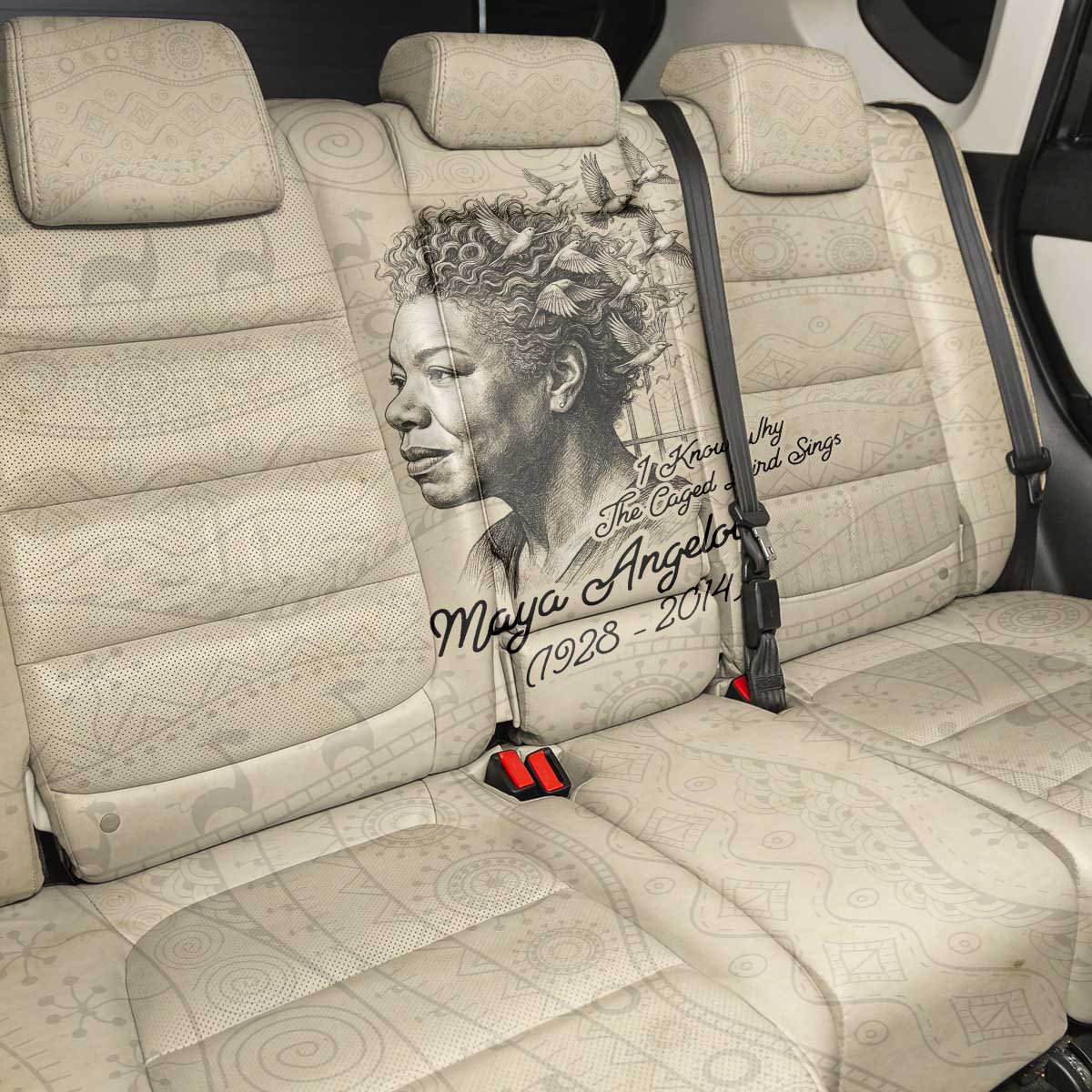 Maya Angelou Back Car Seat Cover I Know Why The Caged Bird Sings - African Pride