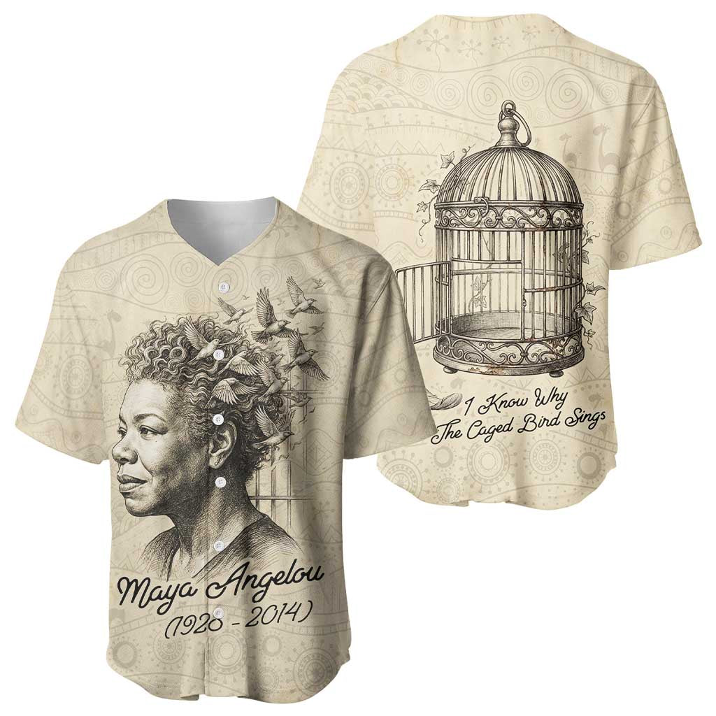 Maya Angelou Baseball Jersey I Know Why The Caged Bird Sings - African Pride