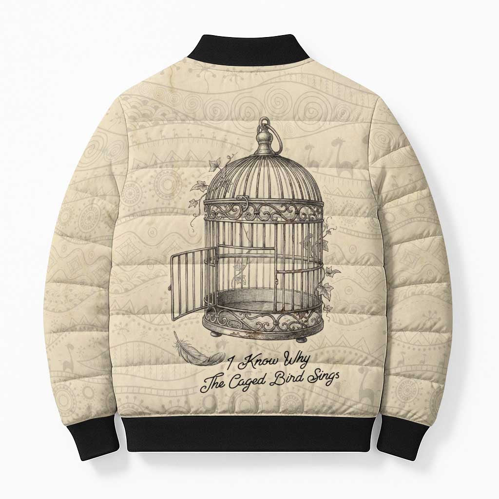 Maya Angelou Bomber Puffer Jacket I Know Why The Caged Bird Sings - African Pride