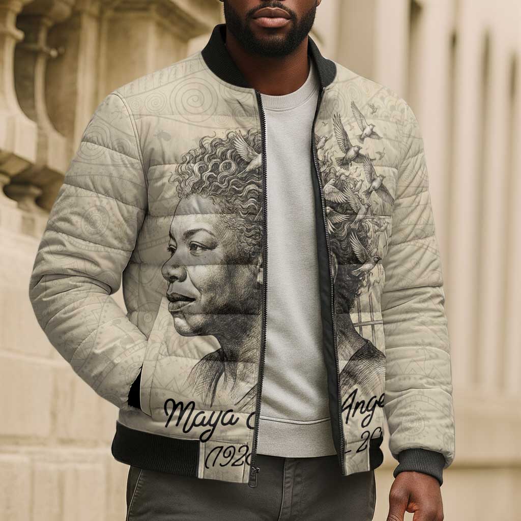 Maya Angelou Bomber Puffer Jacket I Know Why The Caged Bird Sings - African Pride