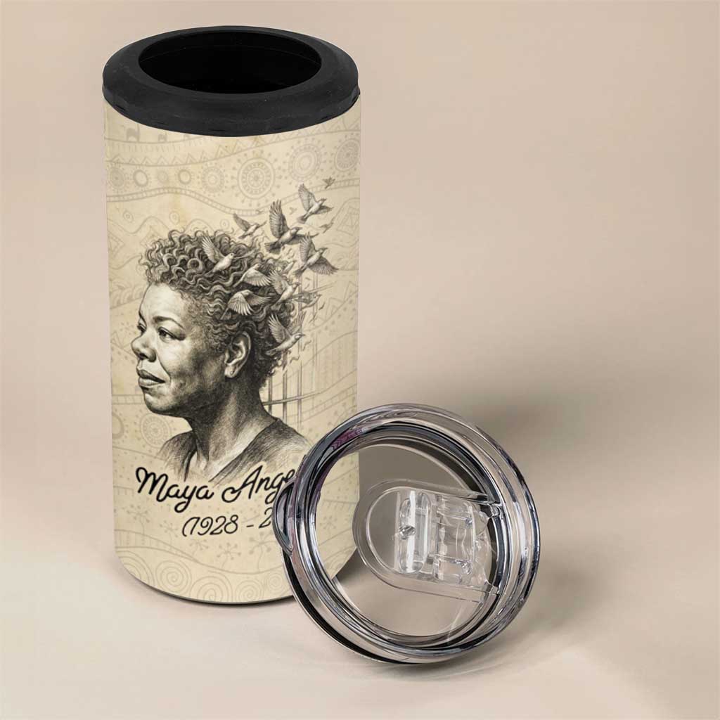 Maya Angelou 4 in 1 Can Cooler Tumbler I Know Why The Caged Bird Sings - African Pride