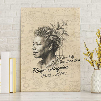Maya Angelou Canvas Wall Art I Know Why The Caged Bird Sings - African Pride