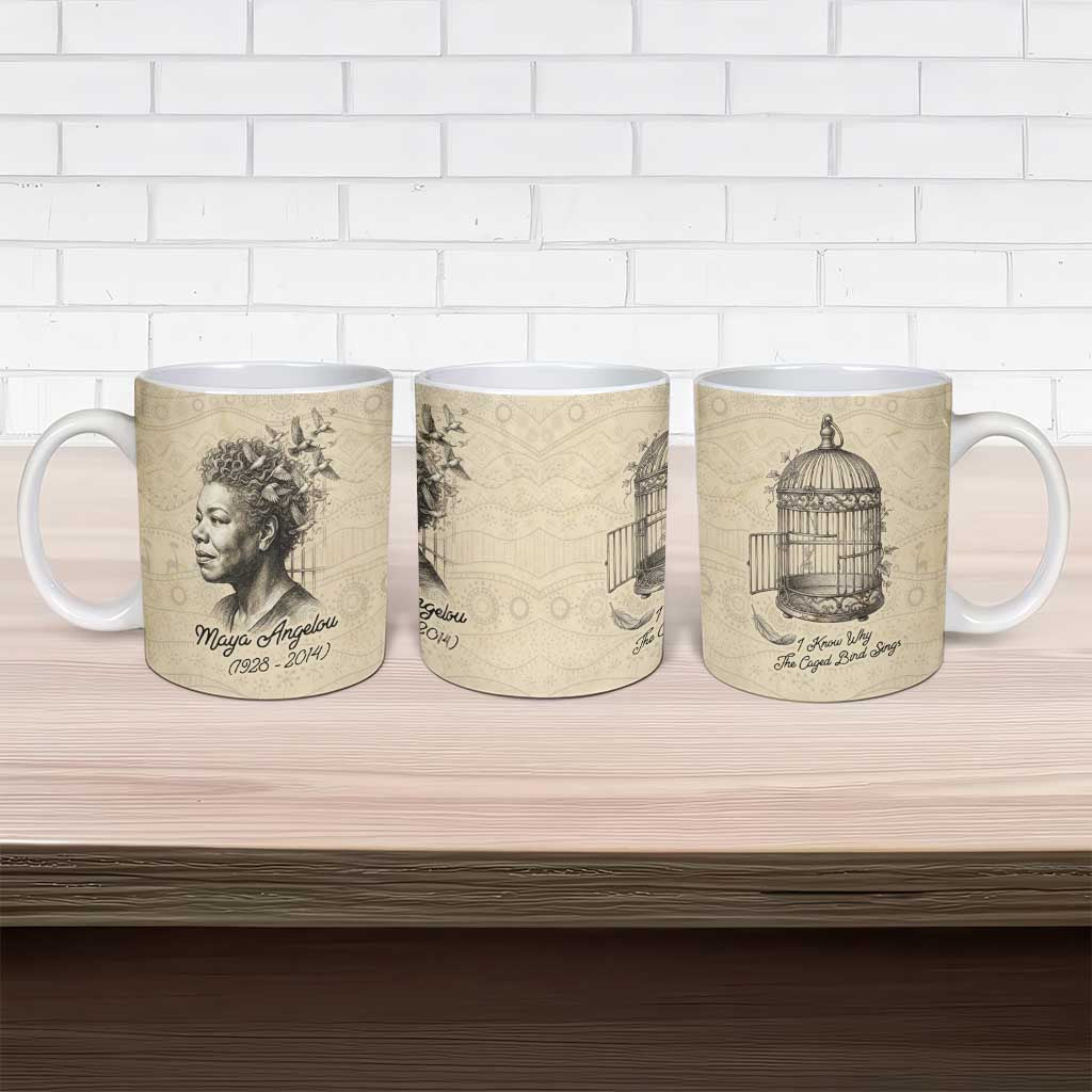 Maya Angelou Ceramic Mug I Know Why The Caged Bird Sings - African Pride