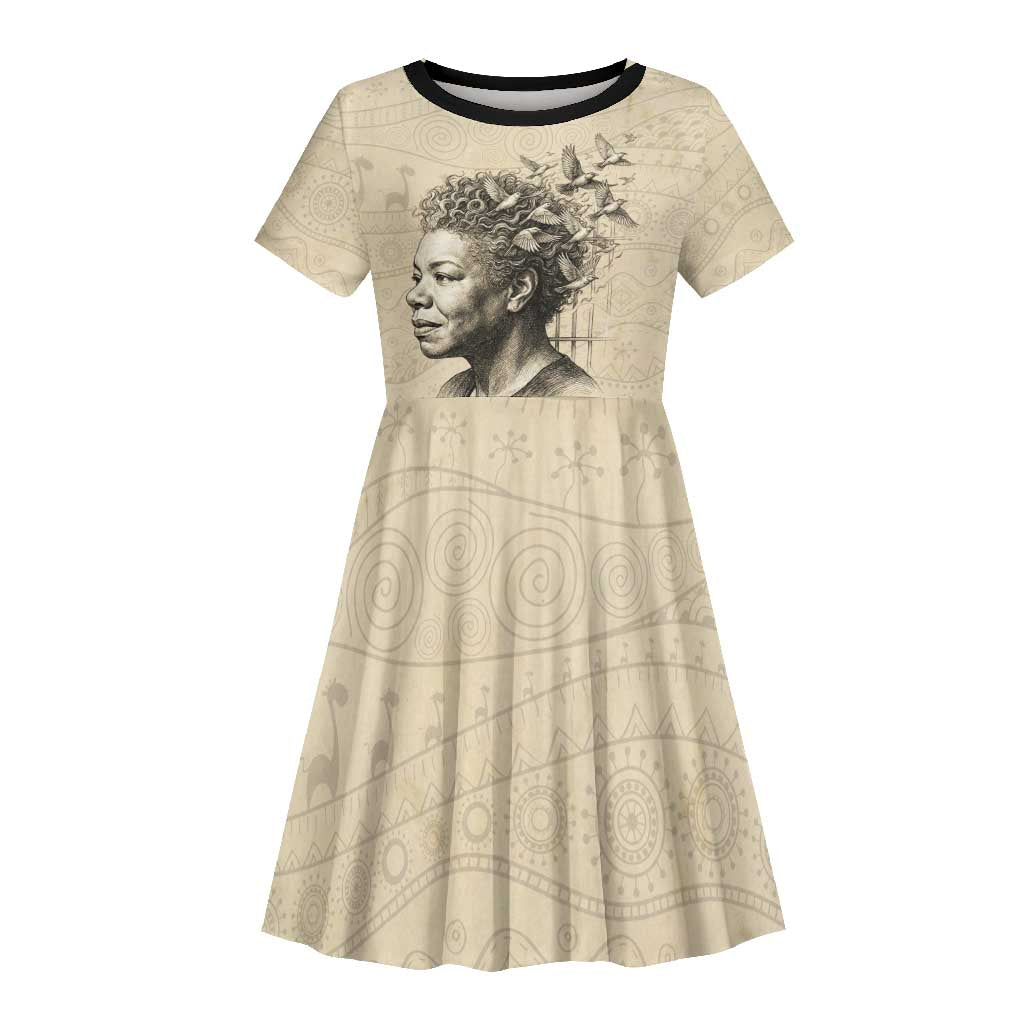 Maya Angelou Kid Short Sleeve Dress I Know Why The Caged Bird Sings - African Pride