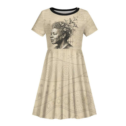 Maya Angelou Kid Short Sleeve Dress I Know Why The Caged Bird Sings - African Pride