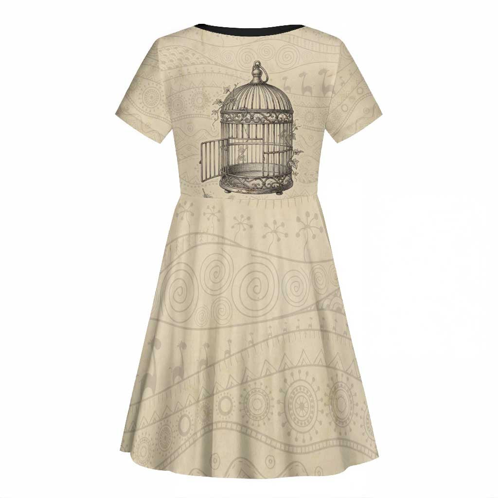Maya Angelou Kid Short Sleeve Dress I Know Why The Caged Bird Sings - African Pride