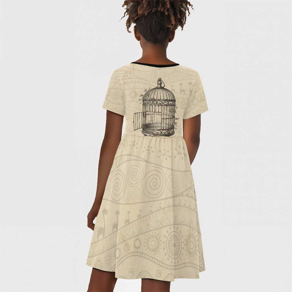 Maya Angelou Kid Short Sleeve Dress I Know Why The Caged Bird Sings - African Pride