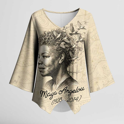 Maya Angelou Kimono Sleeve Blouse I Know Why The Caged Bird Sings - African Pride