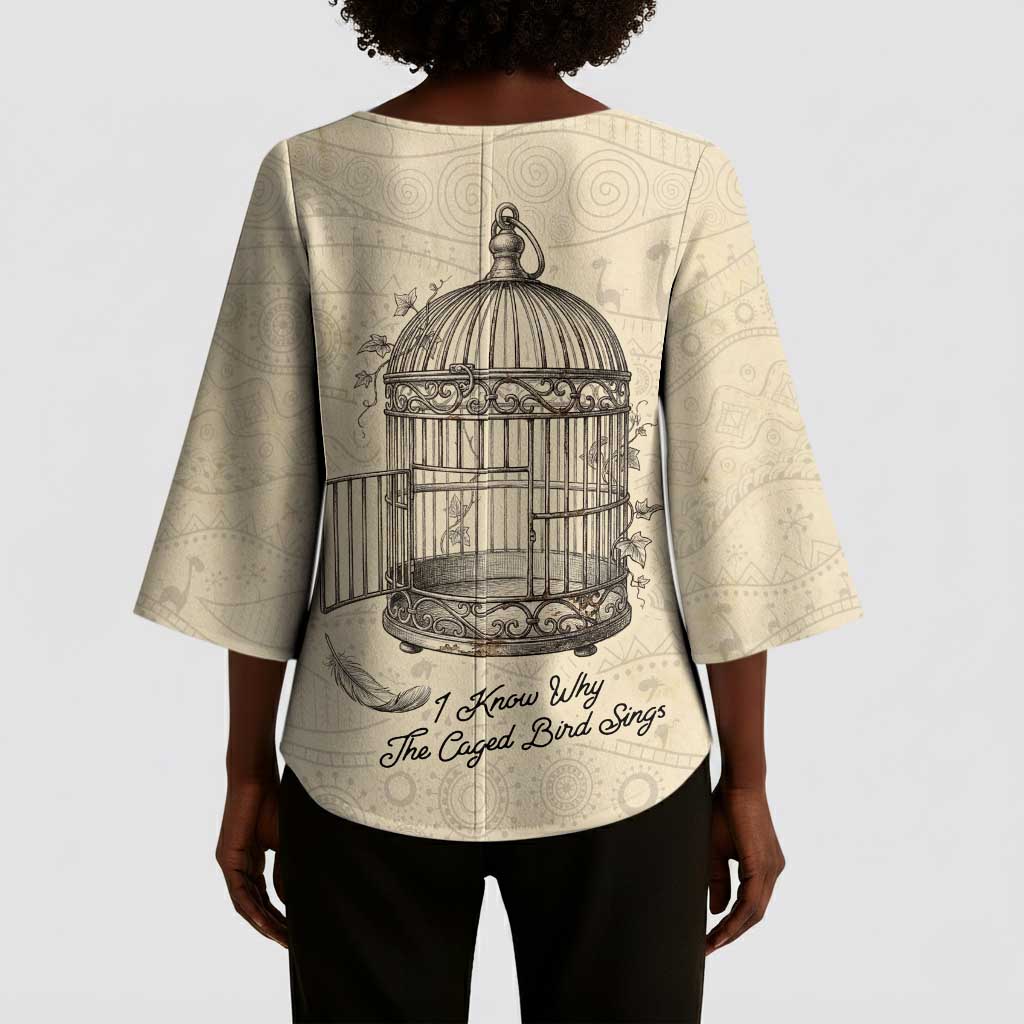 Maya Angelou Kimono Sleeve Blouse I Know Why The Caged Bird Sings - African Pride