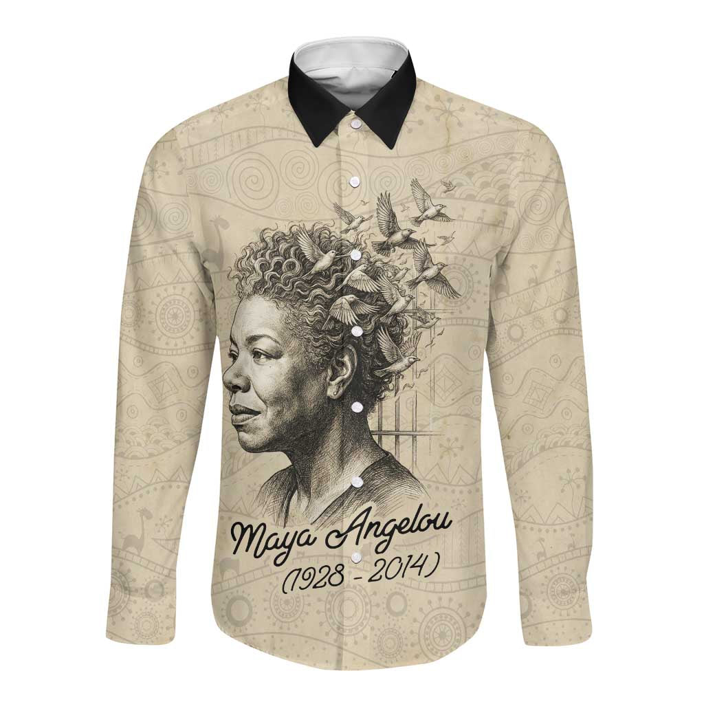 Maya Angelou Long Sleeve Button Shirt I Know Why The Caged Bird Sings - African Pride