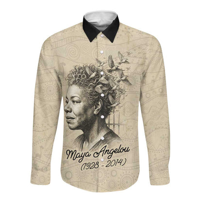 Maya Angelou Long Sleeve Button Shirt I Know Why The Caged Bird Sings - African Pride