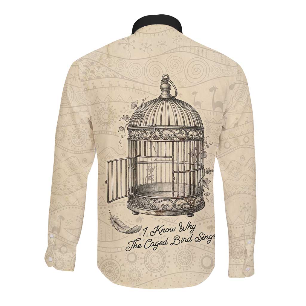 Maya Angelou Long Sleeve Button Shirt I Know Why The Caged Bird Sings - African Pride