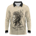 Maya Angelou Long Sleeve Polo Shirt I Know Why The Caged Bird Sings - African Pride