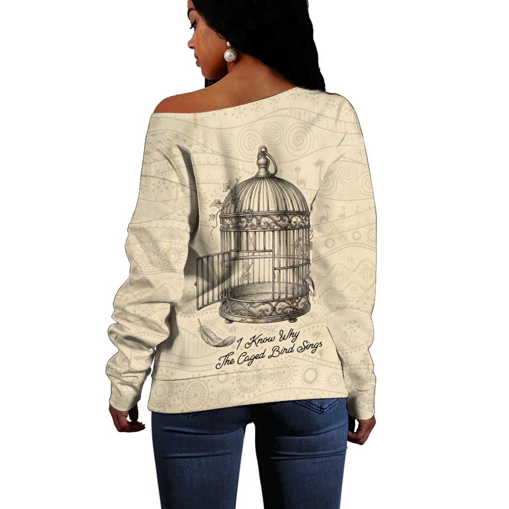 Maya Angelou Off Shoulder Sweater I Know Why The Caged Bird Sings - African Pride