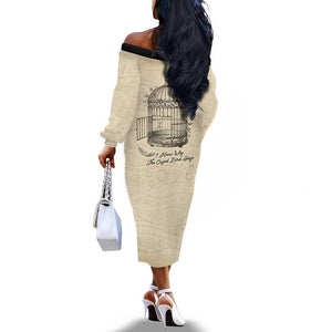 Maya Angelou Off The Shoulder Long Sleeve Dress I Know Why The Caged Bird Sings - African Pride