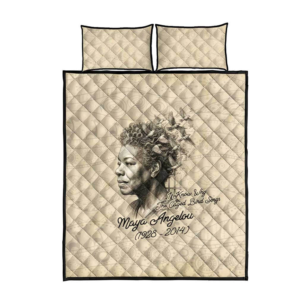 Maya Angelou Quilt Bed Set I Know Why The Caged Bird Sings - African Pride
