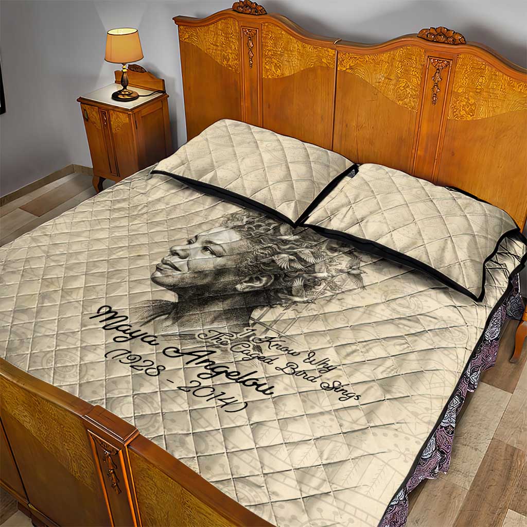Maya Angelou Quilt Bed Set I Know Why The Caged Bird Sings - African Pride