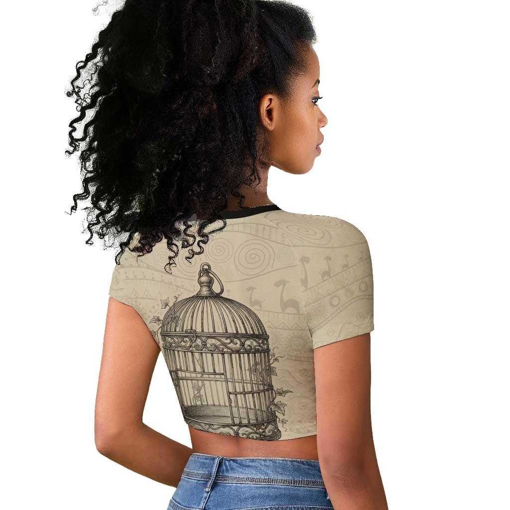 Maya Angelou Raglan Cropped T shirt I Know Why The Caged Bird Sings - African Pride