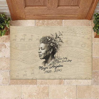 Maya Angelou Rubber Doormat I Know Why The Caged Bird Sings - African Pride