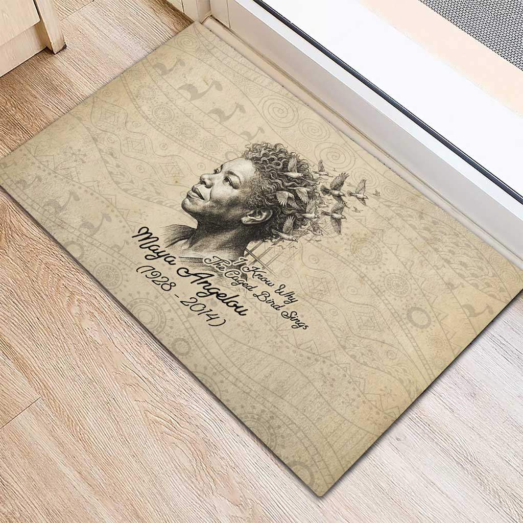 Maya Angelou Rubber Doormat I Know Why The Caged Bird Sings - African Pride