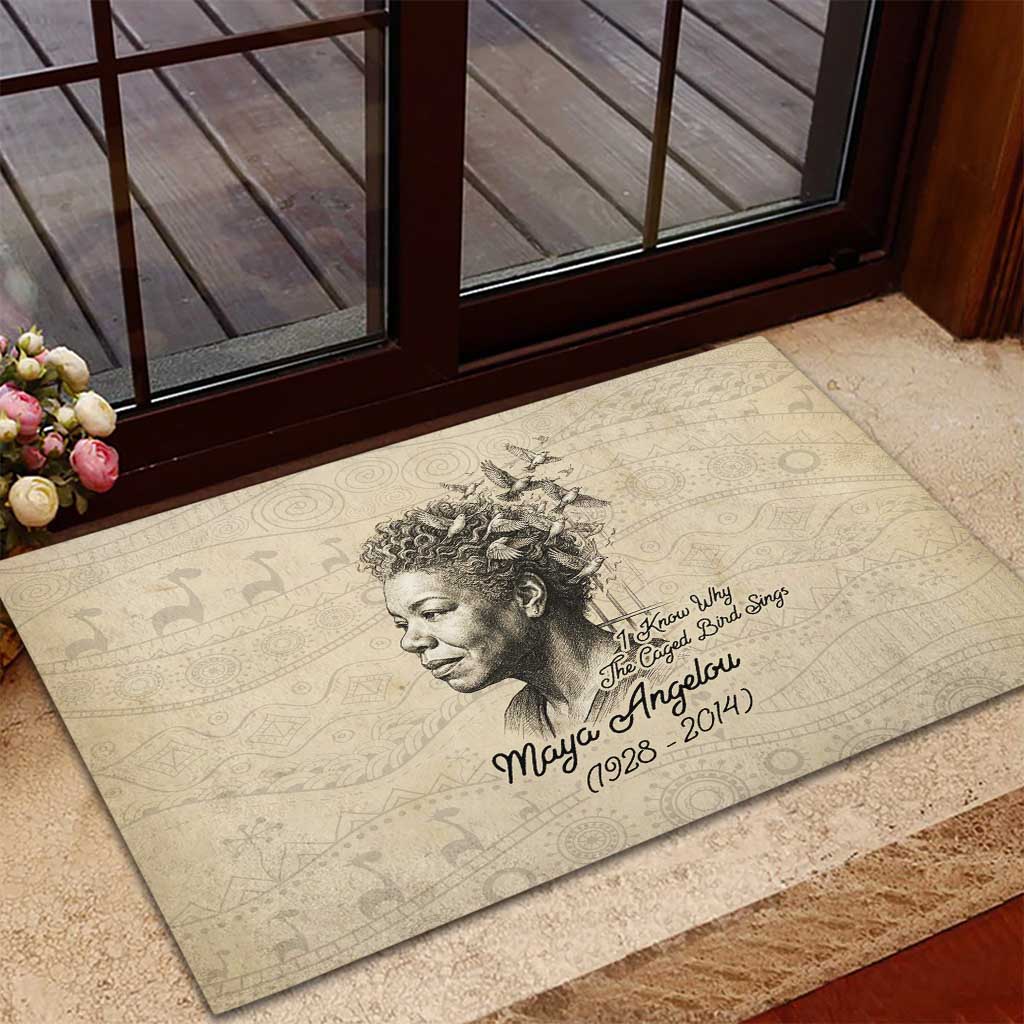 Maya Angelou Rubber Doormat I Know Why The Caged Bird Sings - African Pride