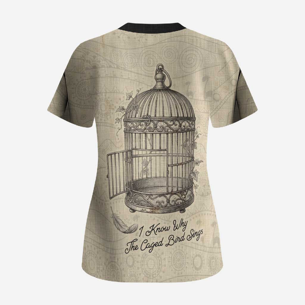 Maya Angelou Scrub Top I Know Why The Caged Bird Sings - African Pride