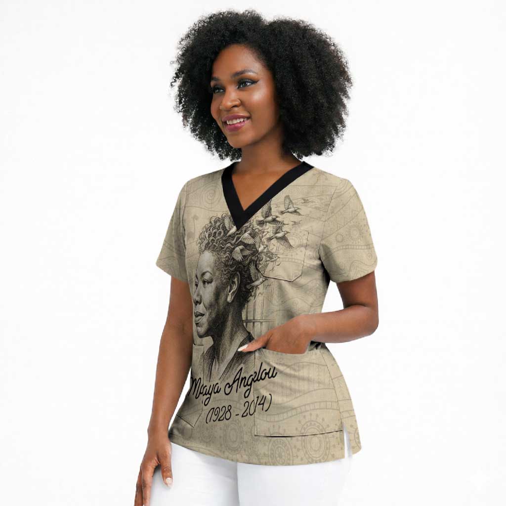 Maya Angelou Scrub Top I Know Why The Caged Bird Sings - African Pride