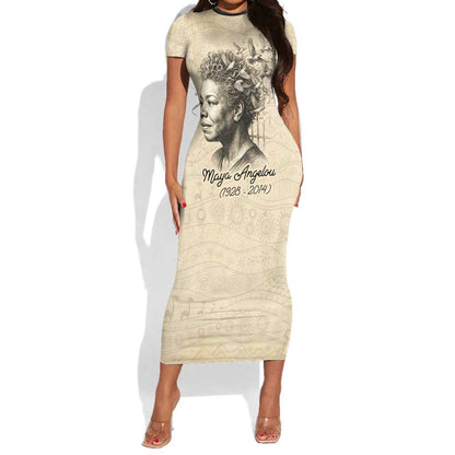 Maya Angelou Short Sleeve Bodycon Dress I Know Why The Caged Bird Sings - African Pride