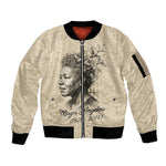 Maya Angelou Sleeve Zip Bomber Jacket I Know Why The Caged Bird Sings - African Pride