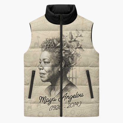 Maya Angelou Sleeveless Puffer Jacket I Know Why The Caged Bird Sings - African Pride