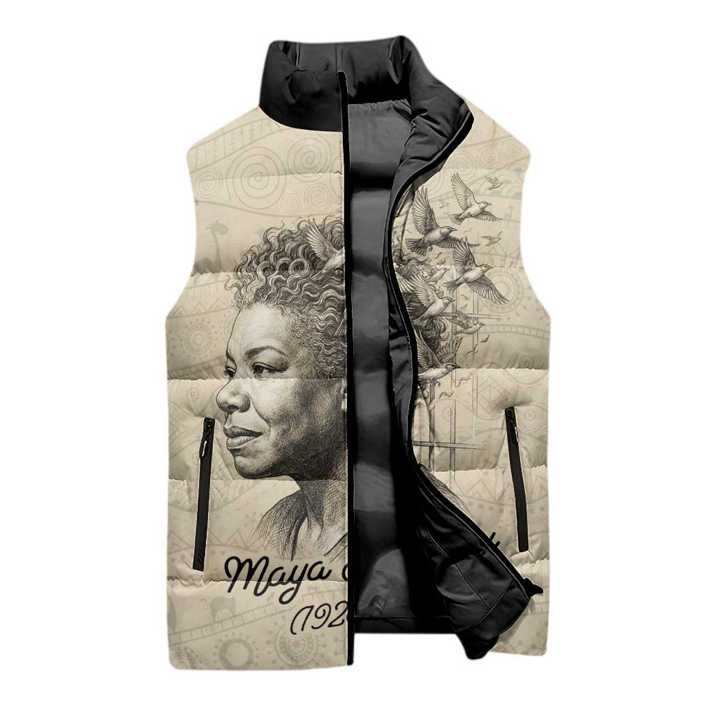 Maya Angelou Sleeveless Puffer Jacket I Know Why The Caged Bird Sings - African Pride