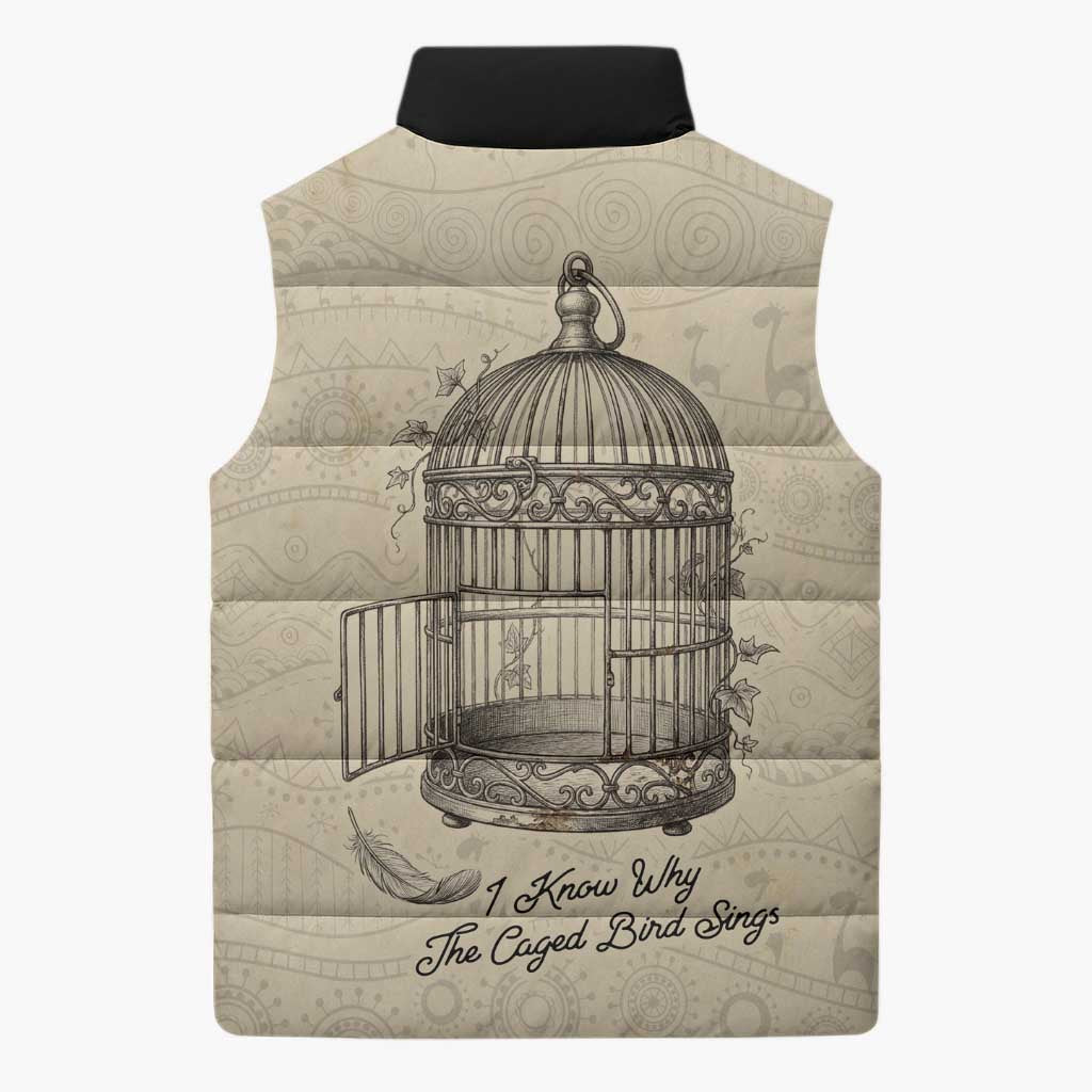 Maya Angelou Sleeveless Puffer Jacket I Know Why The Caged Bird Sings - African Pride