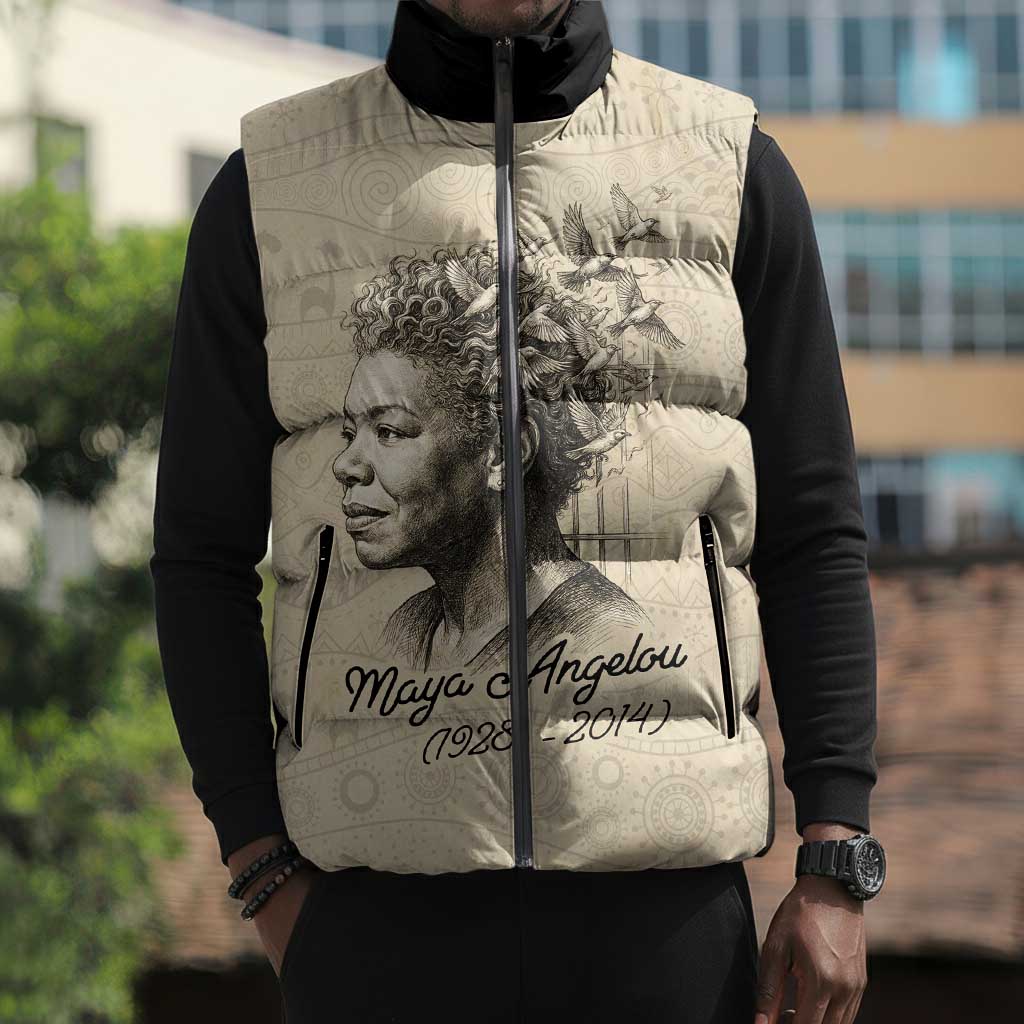 Maya Angelou Sleeveless Puffer Jacket I Know Why The Caged Bird Sings - African Pride