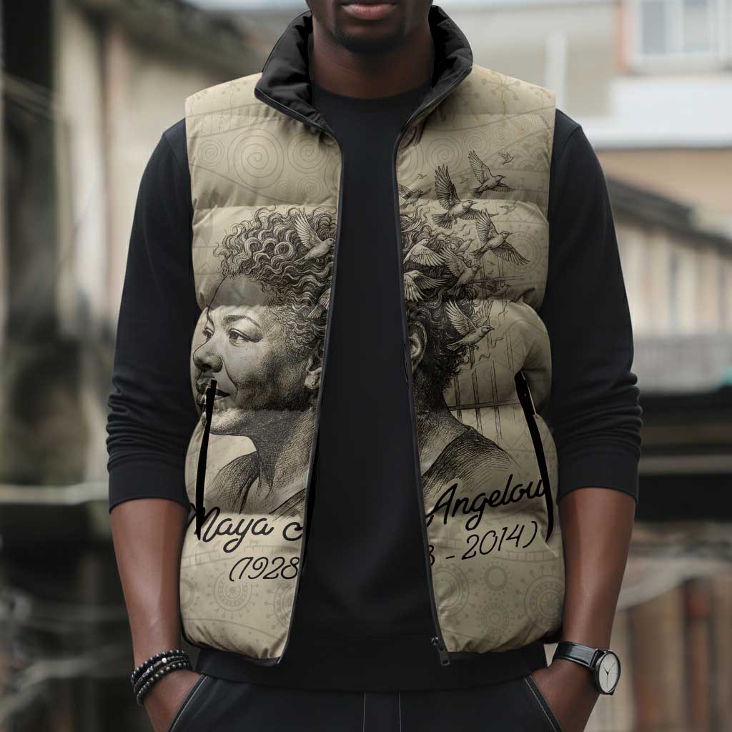Maya Angelou Sleeveless Puffer Jacket I Know Why The Caged Bird Sings - African Pride