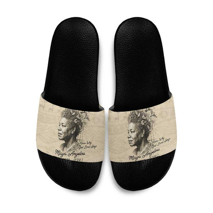 Maya Angelou Slide Sandals I Know Why The Caged Bird Sings - African Pride