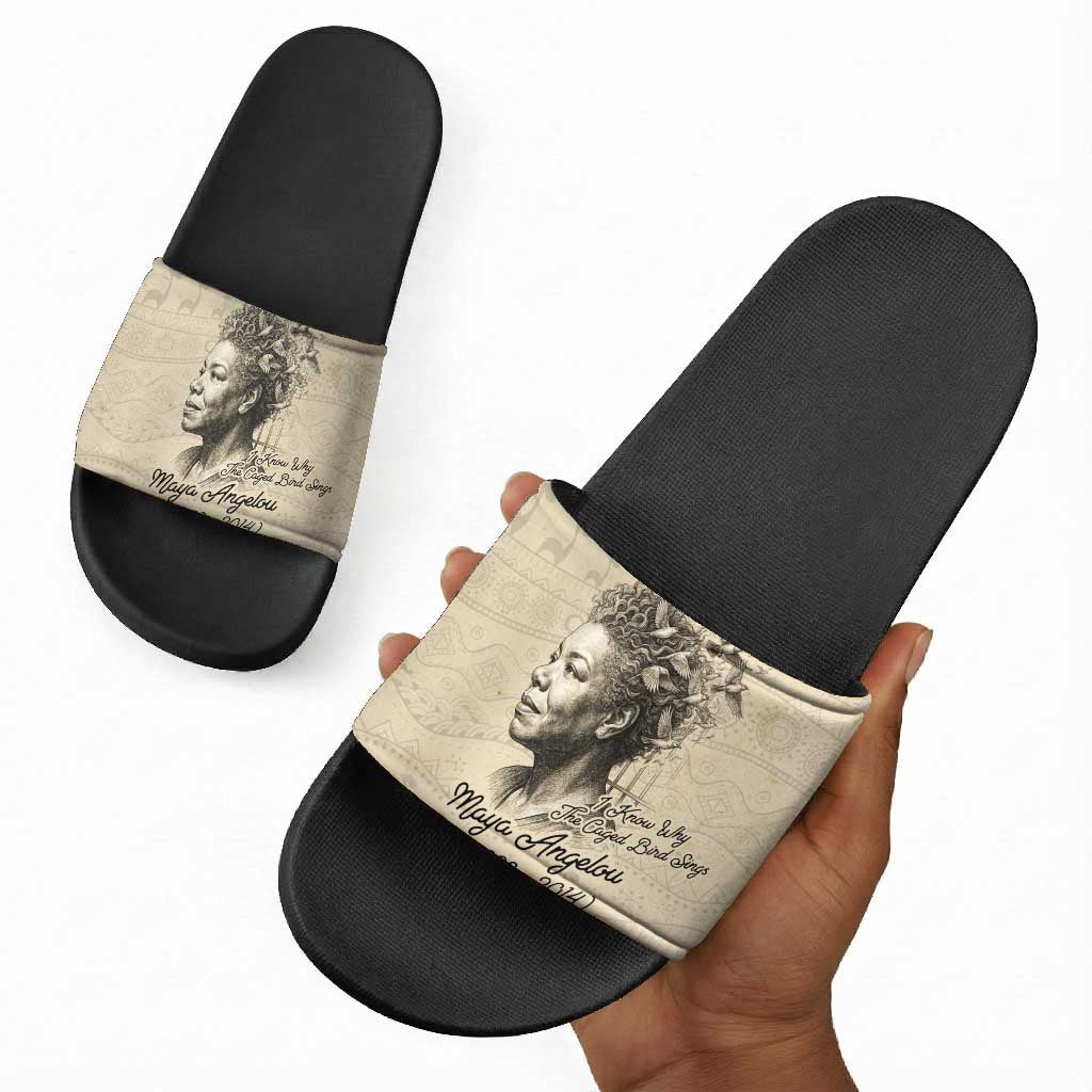 Maya Angelou Slide Sandals I Know Why The Caged Bird Sings - African Pride