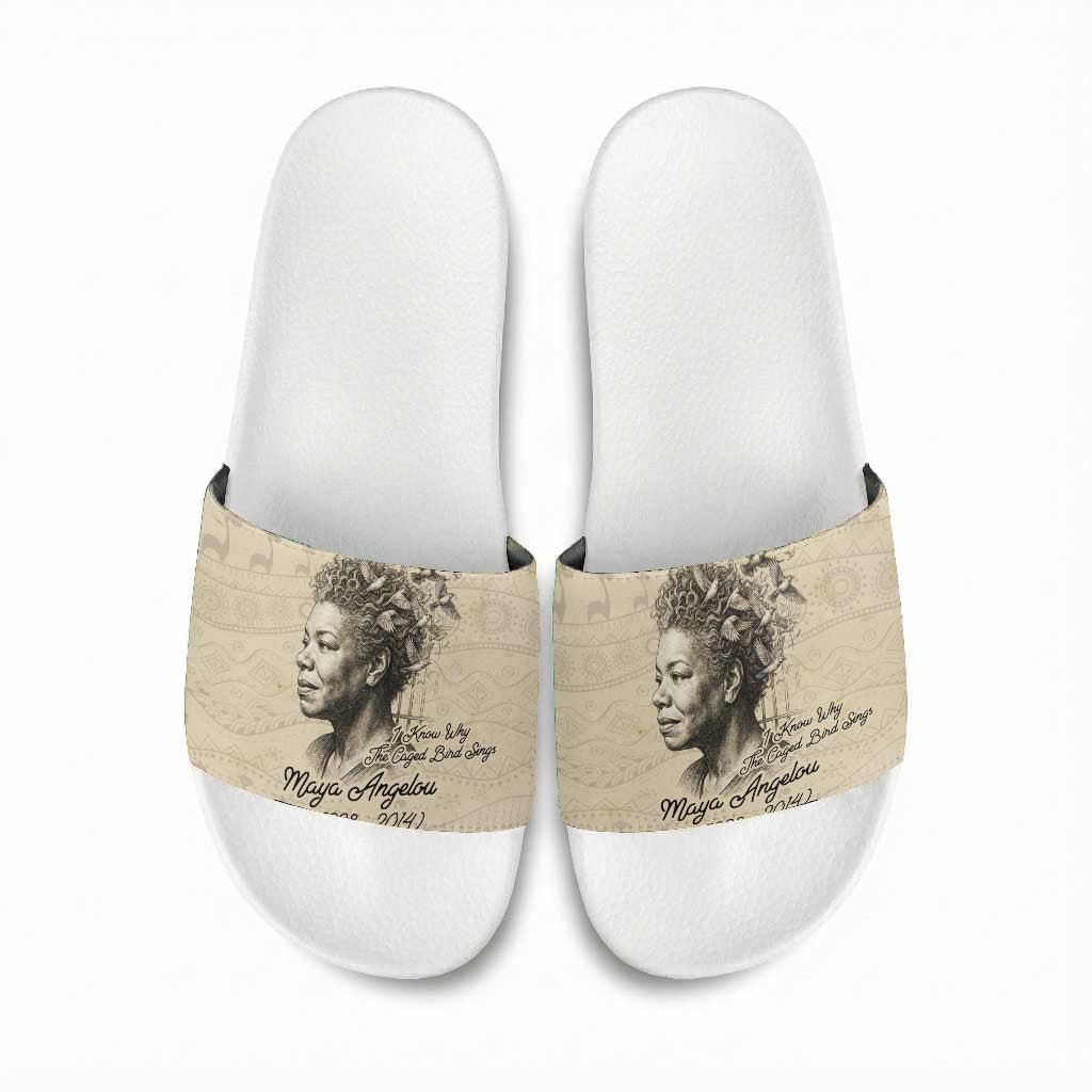 Maya Angelou Slide Sandals I Know Why The Caged Bird Sings - African Pride