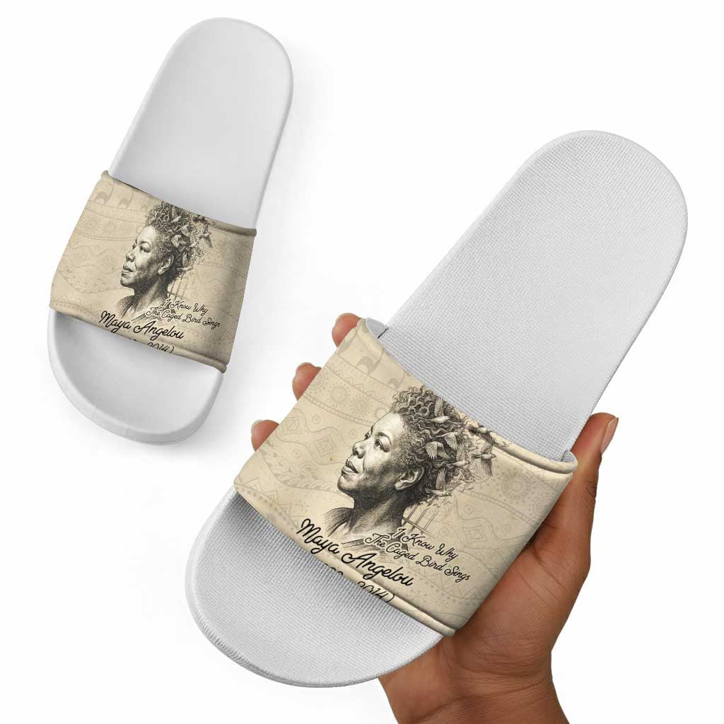 Maya Angelou Slide Sandals I Know Why The Caged Bird Sings - African Pride