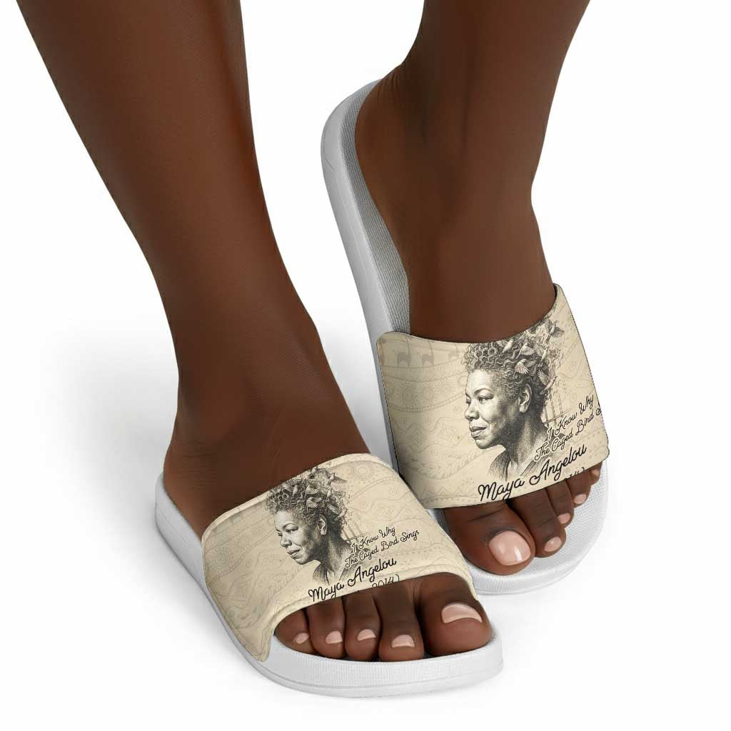 Maya Angelou Slide Sandals I Know Why The Caged Bird Sings - African Pride