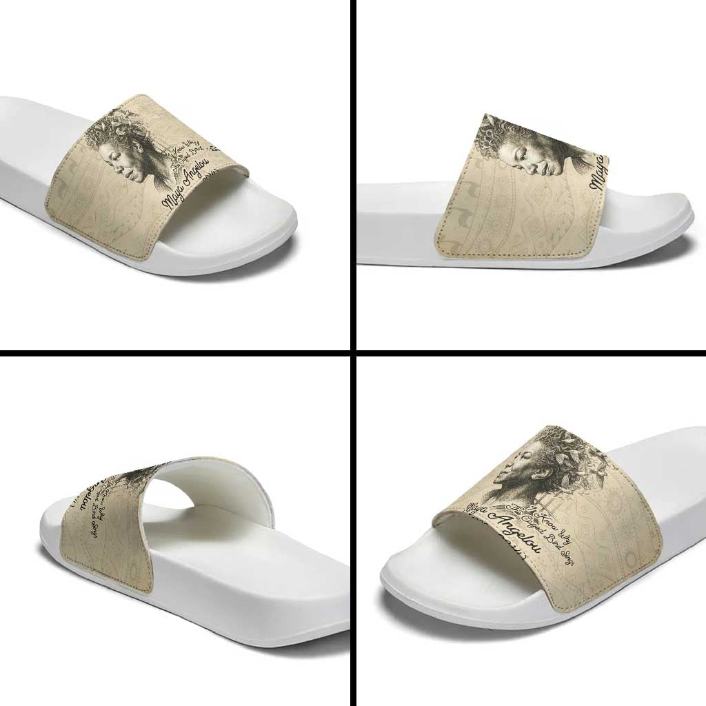 Maya Angelou Slide Sandals I Know Why The Caged Bird Sings - African Pride
