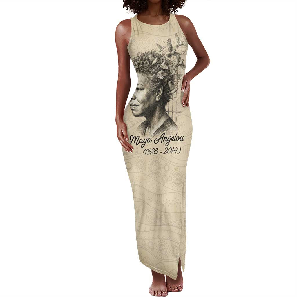 Maya Angelou Tank Maxi Dress I Know Why The Caged Bird Sings - African Pride