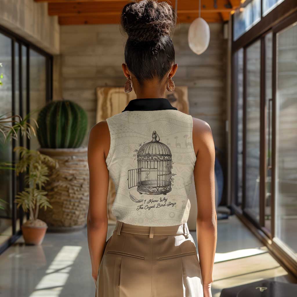 Maya Angelou Women Sleeveless Polo Shirt I Know Why The Caged Bird Sings - African Pride