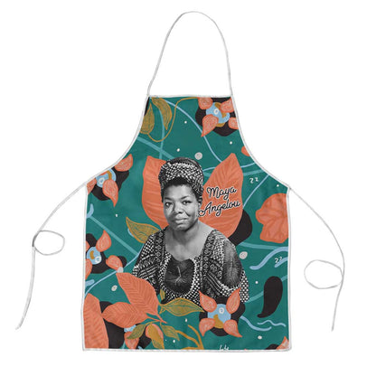 Maya Angelou Apron Inspirational Quote Design Vibrant Teal and Orange Leaf Motif - African Pride