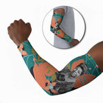 Maya Angelou Arm Sleeves Inspirational Quote Design Vibrant Teal and Orange Leaf Motif - African Pride