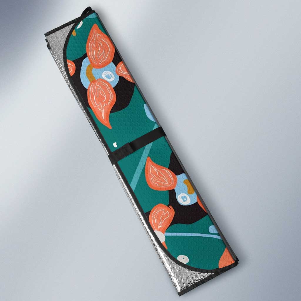 Maya Angelou Auto Sun Shade Inspirational Quote Design Vibrant Teal and Orange Leaf Motif - African Pride