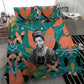 Maya Angelou Bedding Set Inspirational Quote Design Vibrant Teal and Orange Leaf Motif - African Pride