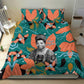 Maya Angelou Bedding Set Inspirational Quote Design Vibrant Teal and Orange Leaf Motif - African Pride